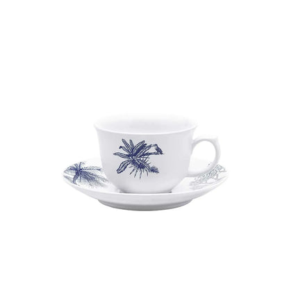 Jogo de 6 Xícaras Grandes 240 Ml Com Pires Flamingo Toile de Jouy