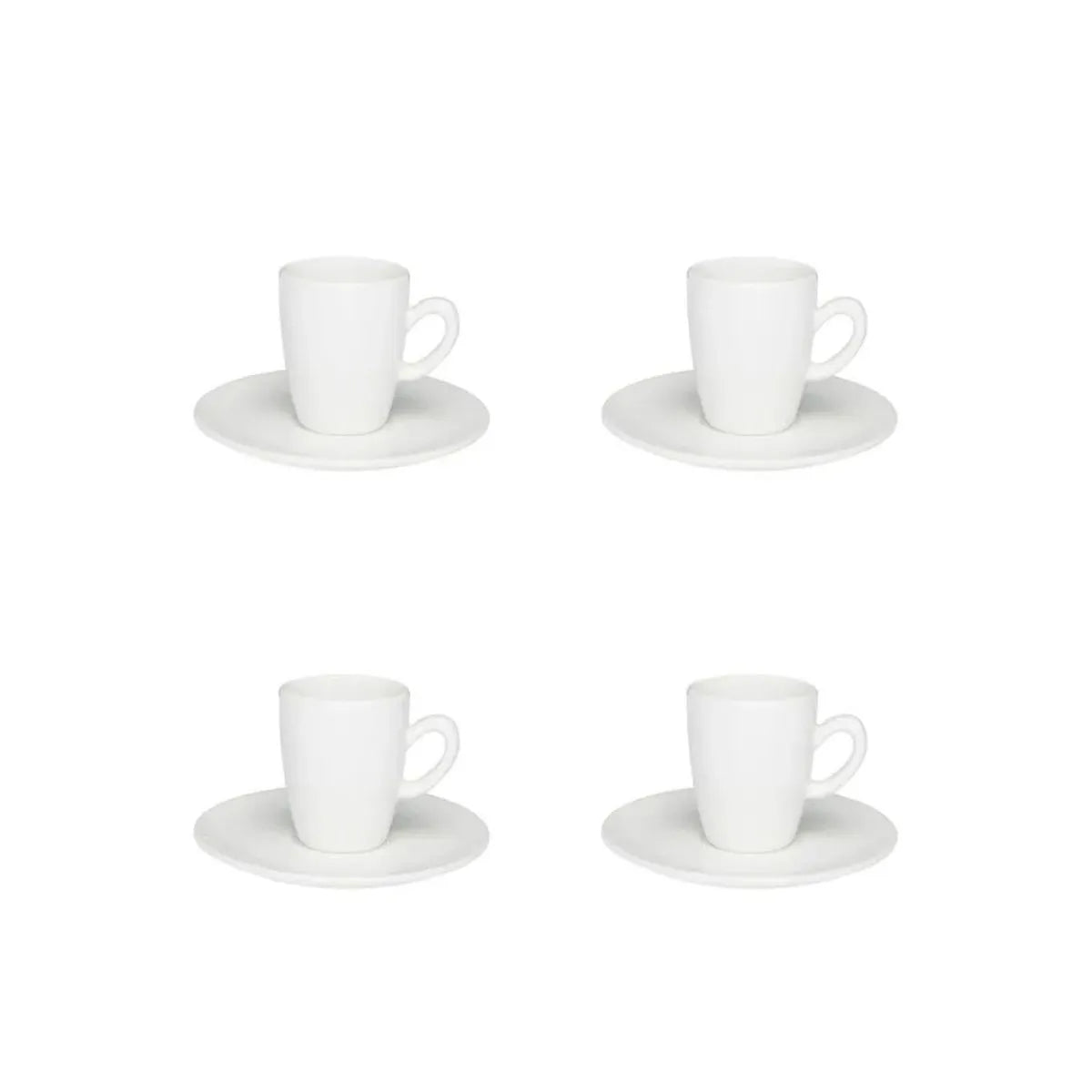 Jogo de 4 Xícaras de Cafezinho Expresso 75ml Com Pires Branco