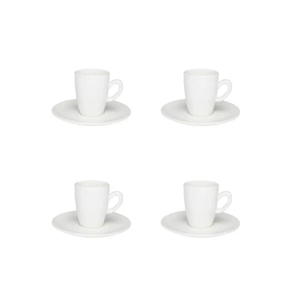 Jogo de 4 Xícaras de Cafezinho Expresso 75ml Com Pires Branco