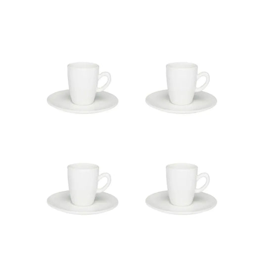 Jogo de 4 Xícaras de Cafezinho Expresso 75ml Com Pires Branco