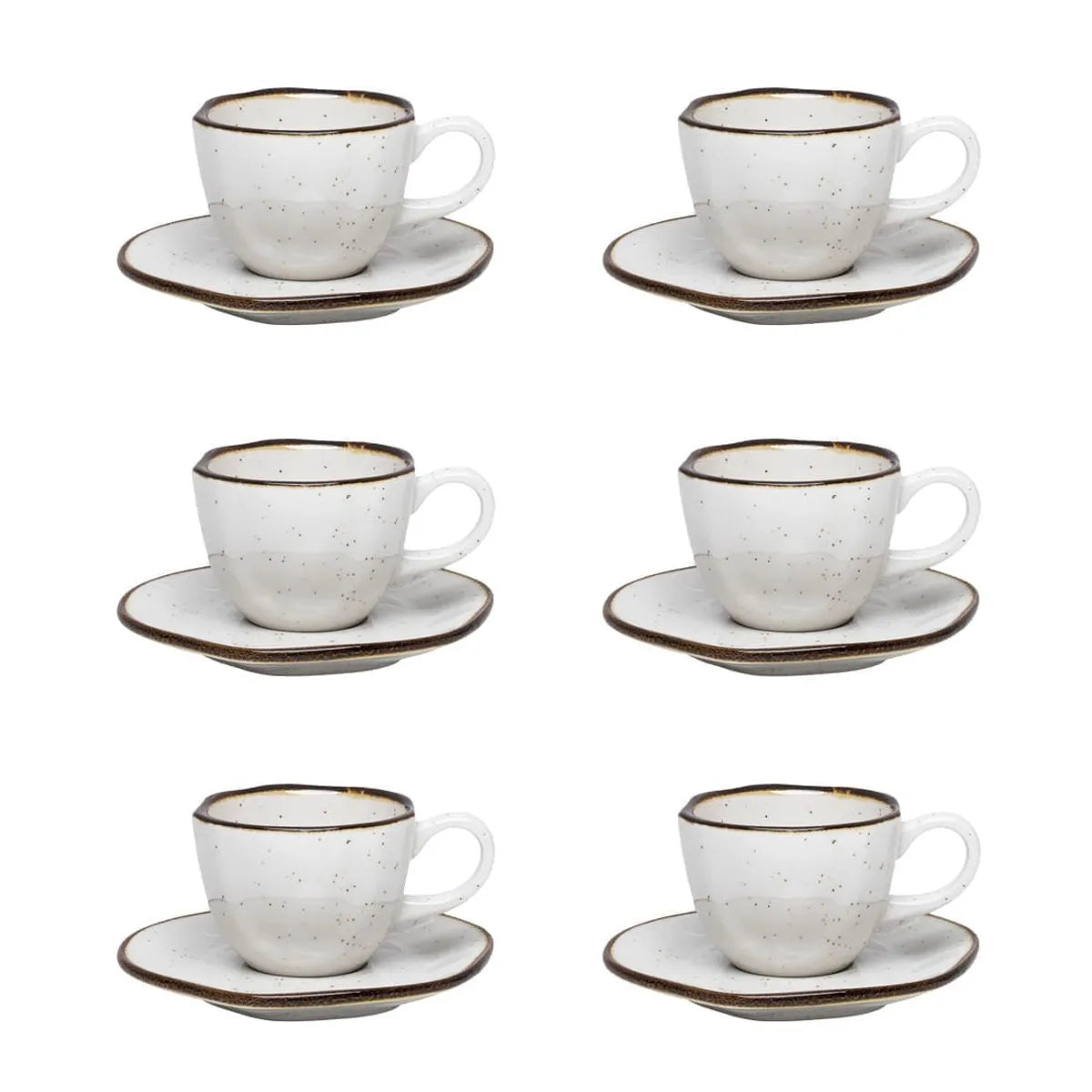 Jogo de 6 Xícaras de Cafezinho 75 Ml Com Pires Ryo Maresia