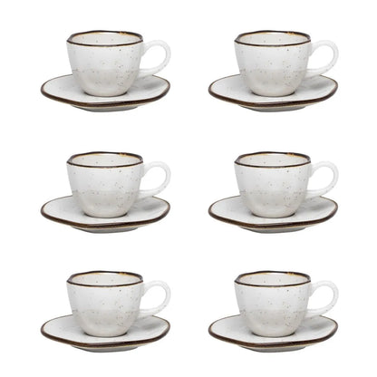 Jogo de 6 Xícaras de Cafezinho 75 Ml Com Pires Ryo Maresia