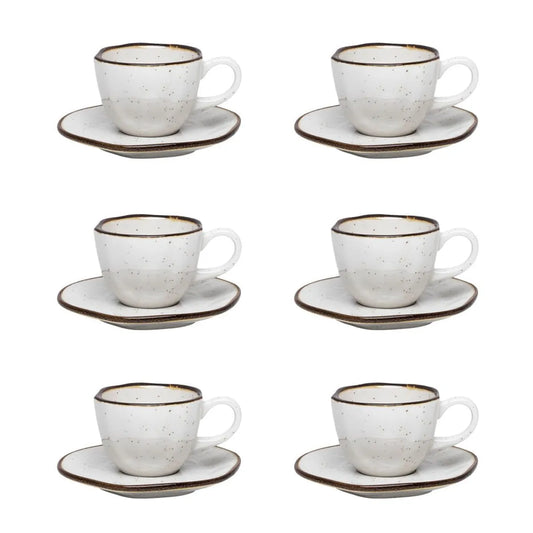 Jogo de 6 Xícaras de Cafezinho 75 Ml Com Pires Ryo Maresia